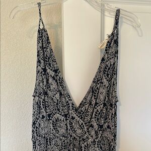 Navy Blue and White Sleeveless Maxi Sundress